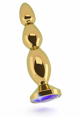 12 x 2,9 cm Rich Buttplug gold - purple sapphire