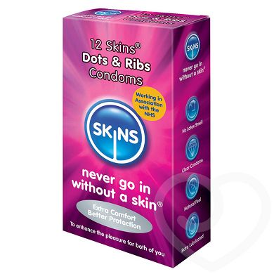 Skins - Kondome mit Noppen und Rippen (12er Pack)