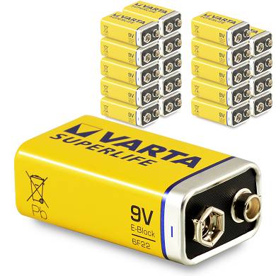 20 x Varta 9V Block Batterie 6LR61 430mAh E-Block Alkaline Superlife 20 Stk