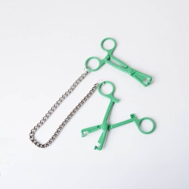 Green Tube Clamps on Chain