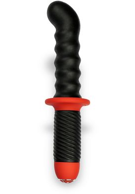 18 x 5 cm Mr. E and Mr. Z Buttplug curved ripped Stick Silikon schwarz/rot