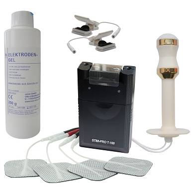 REIZSTROM - SET TENS Gerät, Vaginalsonde GOLD, Estim Klammern, Kontaktgel 10010