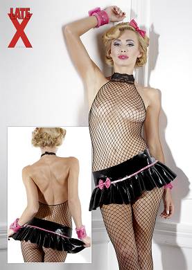 Latex-Minirock in Schwarz/Pink