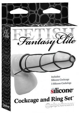 Penis-Kfig FF Elite Cockcage and Ring Set black