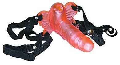 Strap-On /Jelly-Penis (7 cm lang. Ø 3-3.5 cm) mit Klitorisreizer zum Umschnallen -