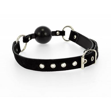 Leder Mundknebel mit Silikonball - BLACK