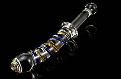 Greenpinecone Deluxe Colorful Textures Glass Dildo with Spiral Glasdildo Crystal Buttplug