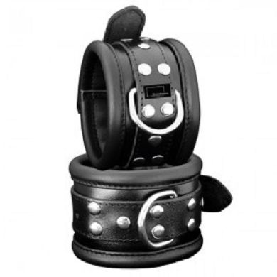 Handfesseln aus schwarzem Leder 6,5 cm breit [Sibada]