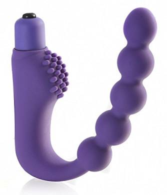 Deluxe Silikon Analvibrator Bad Boy mit Kugelkette & 5 Vibrationen. Perenium Prostata