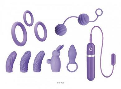 Sex Driver Silicone Vibe Set with Balls. Rings and Sleeves p