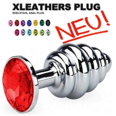 Buttplug Analplug aus poliertem Edelstahl mit Kristall 82x35mm