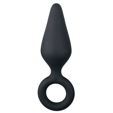Schwarzer Buttplug mit Zugring - Gro