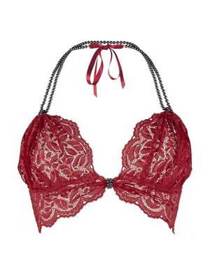 EBONY BEGOS Triangel-BH mit schwarzen Perlen (B/C) rot