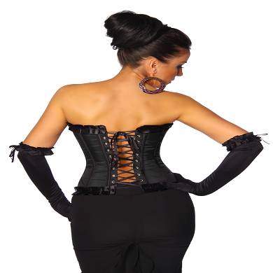 Burlesque Satin Corsage mit Rschenborte schwarz