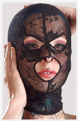 Kopfmaske aus leicht elastischer Spitze