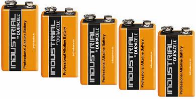 5x Batterie 9V Block Duracell Industrial MN1604-6LR61 9 Volt Bulk-Version
