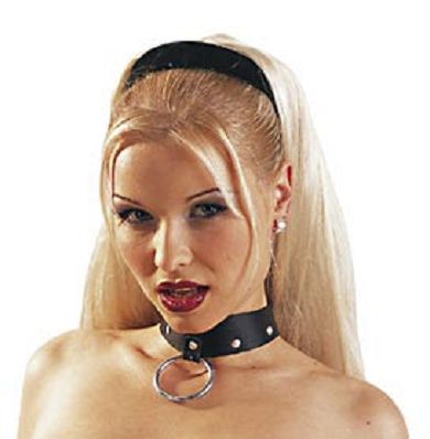 Leder Halsband mit Ring und Nieten