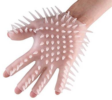 Omos Damen Herren Sexy Toys Spike Flirt Masturbation Massage-Handschuh Weich Spines