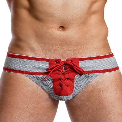 jackadams Footballer Lace-Up Jockstrap Gray/Red