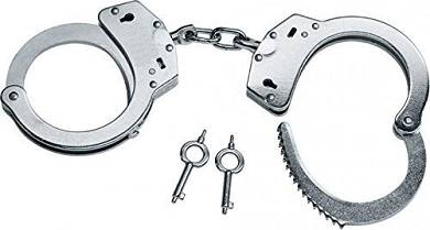 Hochwertige Handschellen vernickelte Stahlhandfessel mit Kette mit Double-Lock Sicherung