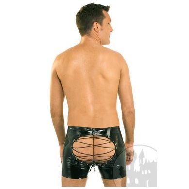 Latex Shorts mit Schnrung am Po