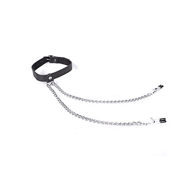 HardcoreDeLuxe Halsfessel mit Nippelzangen - schwarz