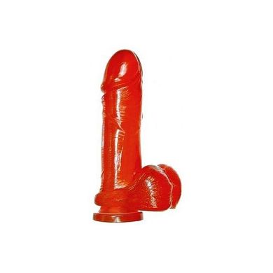 SI IGNITE Thick Cock mit Balls und Saugnapf. 20 cm (8 in). Rot
