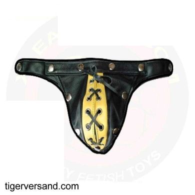 XLeathers Lederjock schwarz-gelb geschn?rt