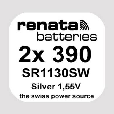 2x Renata 390 Uhren-Batterie Knopfzelle SR1130SW 1,55V Silberoxid Neu