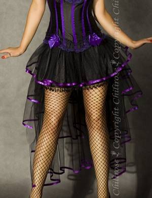Burlesque Rock aus Tüll in schwarz mit lila Satin Kanten
