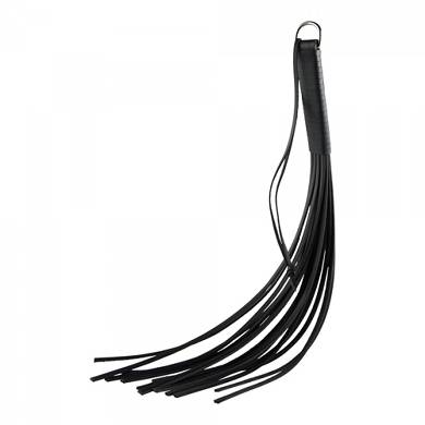 Robuste Peitsche mit Lederstrngen - in Schwarz