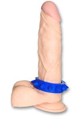 Vinyl Cockring mit Spikes blue