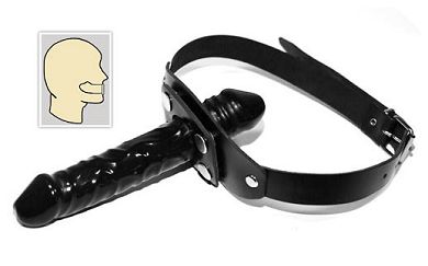 Leder Mundknebel mit Latex-Dildo