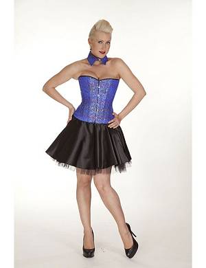 Zugeschnuert-Shop - Brust-Korsett Jacquard-Musterblau