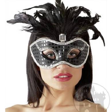 Maske schwarz mit Schmuckstein