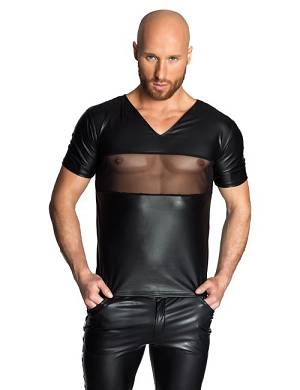 Wetlook Shirt mit V-Ausschnitt