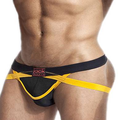 jackadams All Sport X-Fly Jockstrap Black/Yellow