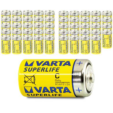 50x Varta Baby C Superlife LR14 UM2 MN1400 Batterie 1,5V Zink-Kohle 50 Stk