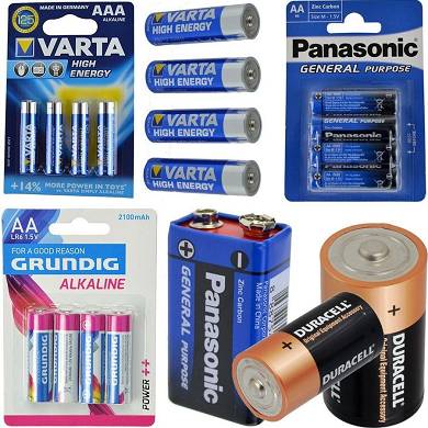 Marken-Auswahl Batterien AA, AAA, C R14, D Mono R20, Block (Duracell, Varta...)