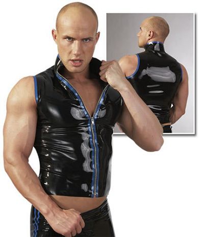 Herren Latex Weste mit Front Zip