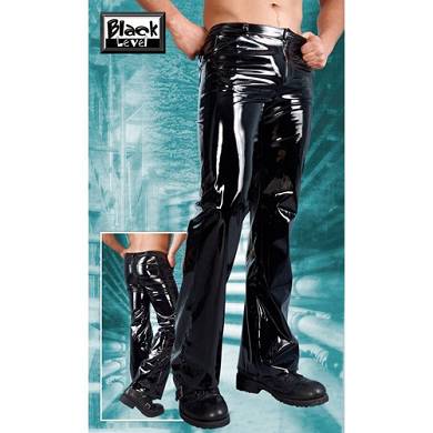 Hose im Wetlook fr Herren in Schwarz