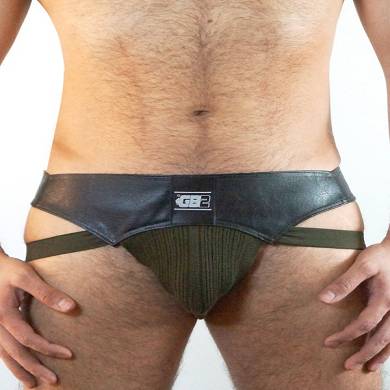 GBGB/GB2 Jock Tyson (Pleather) Underwear Olive/Black