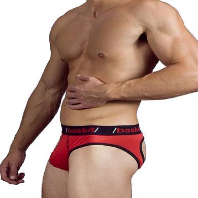 baskit Contrasts Jock Brief Underwear Chinese Red/Black