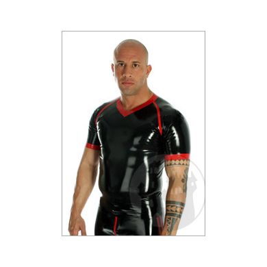 Latex Raglanshirt mit Paspelstreifen