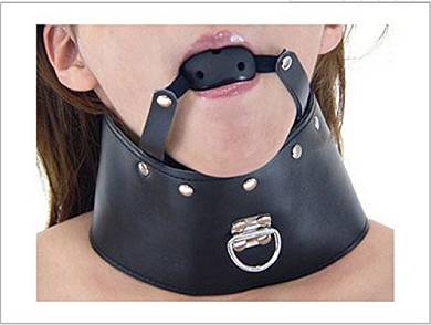 LKOUS PU-Leder-Halsband mit Mundknebel