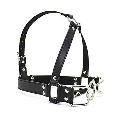Greenpinecone SM Bondage Fetisch - schwarz Leder kopfharness mit Edelstahl O-Ring-Knebel M