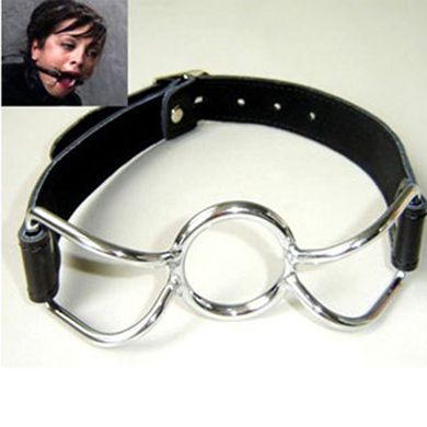 Spider Ring Stahl-Knebel mit Lederriemen Mundknebel BDSM Gag Bondage SM