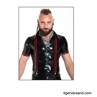 Original from MB Mister B Rubber Parallel Polo Black Red Zip