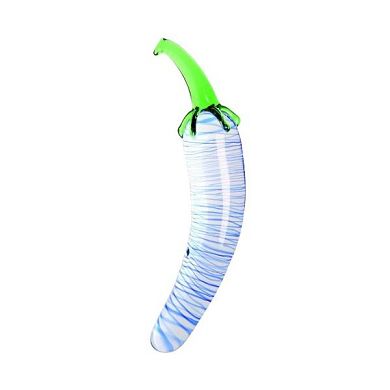Glassvibrations - Blue Pepper - scharfer Dildo in Paprika Form aus splitterfestem Borsalit
