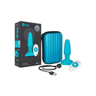 15 x 4 cm b-Vibe Rimming Vibro-Plug mit Rotation blue